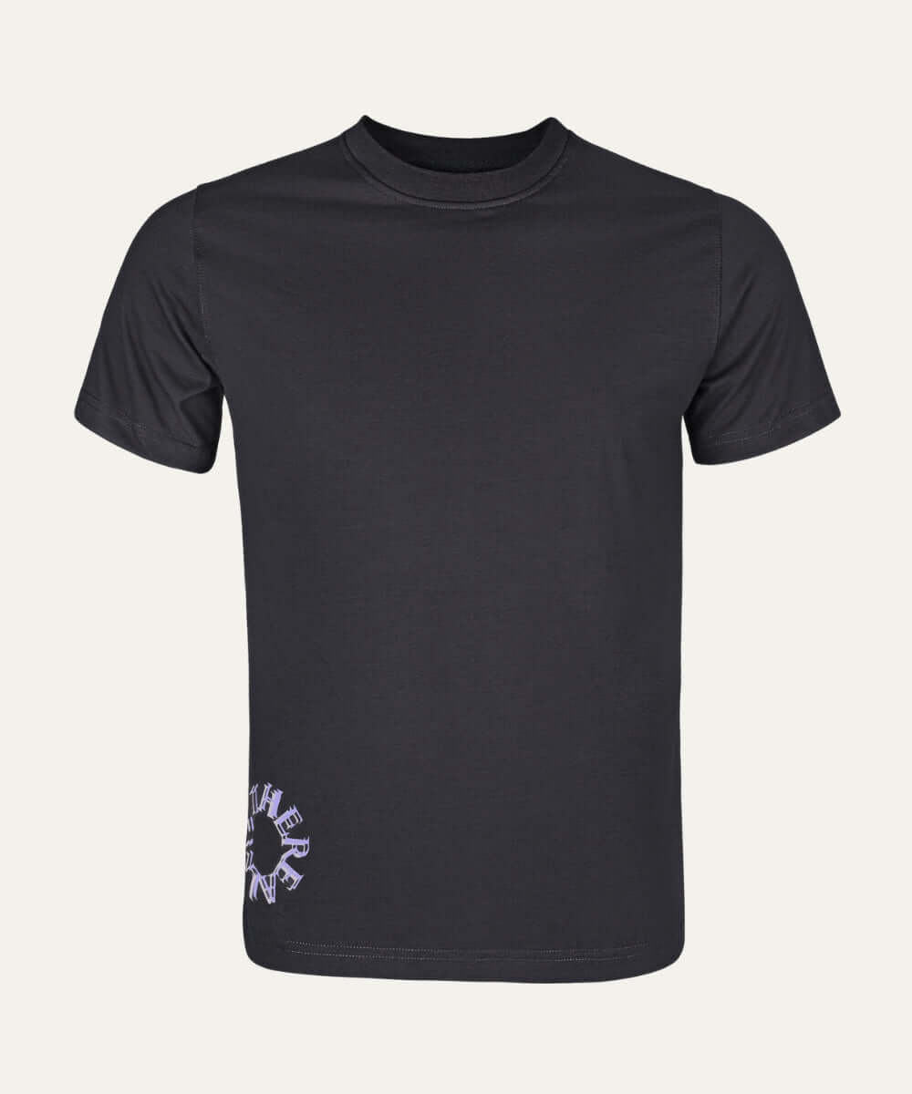 Etherealm Cycle Tee in black, featuring a circular logo symbolizing life's cycles, perfect for everyday wear.