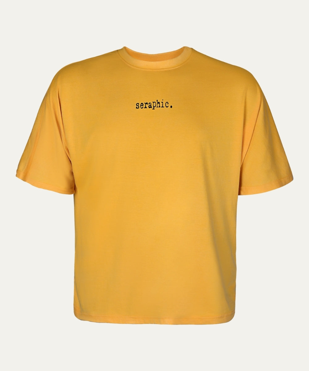 Seraphic Minimalist Tee - Mustard Yellow Vintage Font Design | ETHEREALM Canada