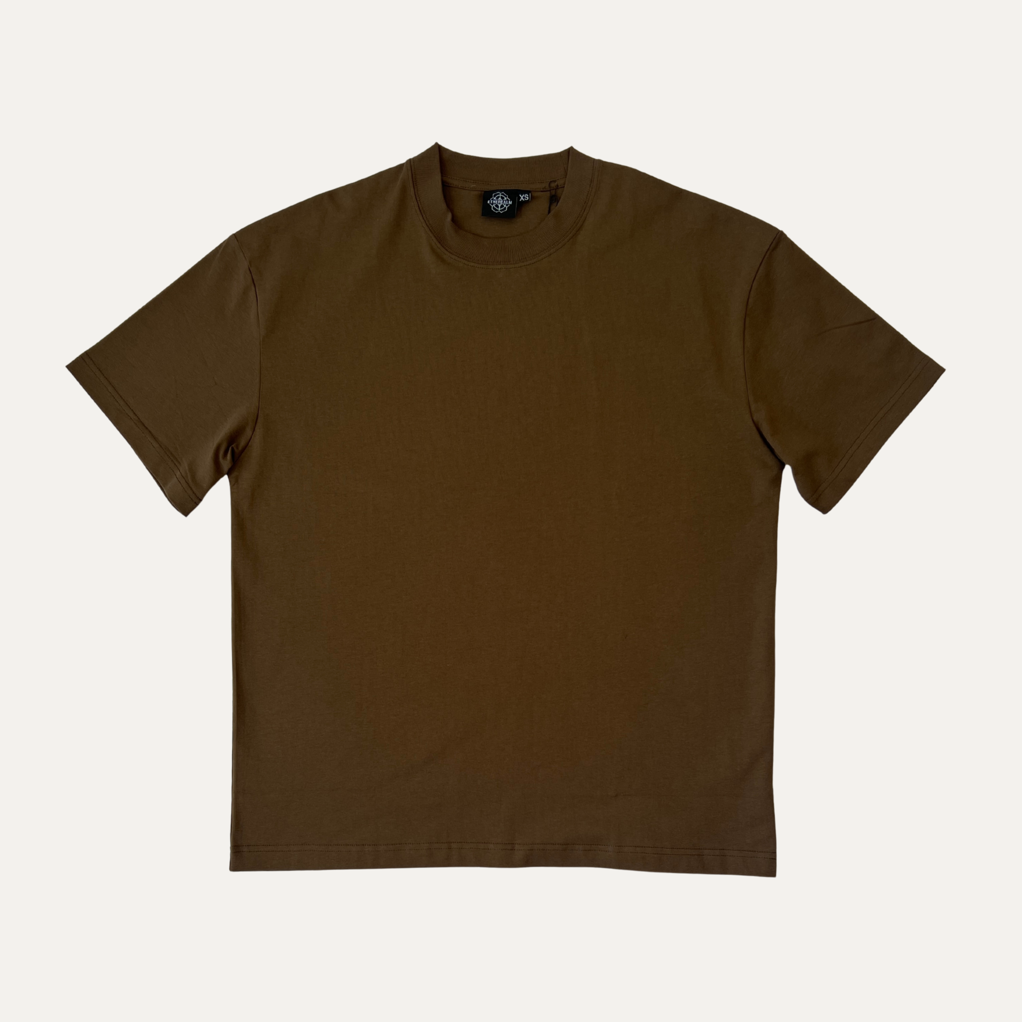 Essential oversized short set featuring a relaxed fit brown tee made from quality heavy weight cotton.